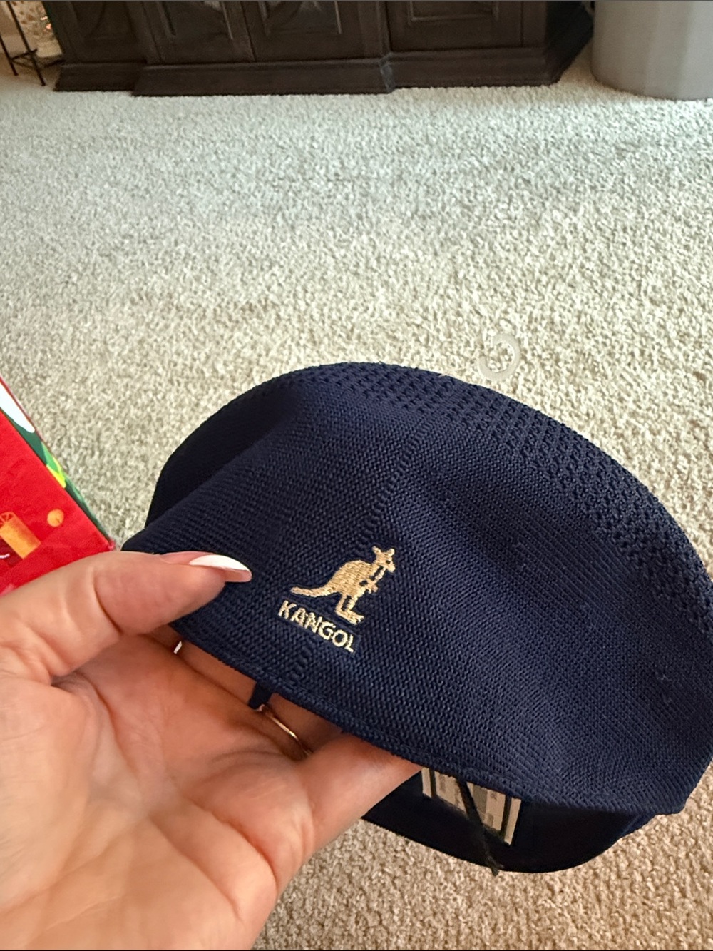 Kangol Kids Navy Blue Knit Beret with Gold Logo